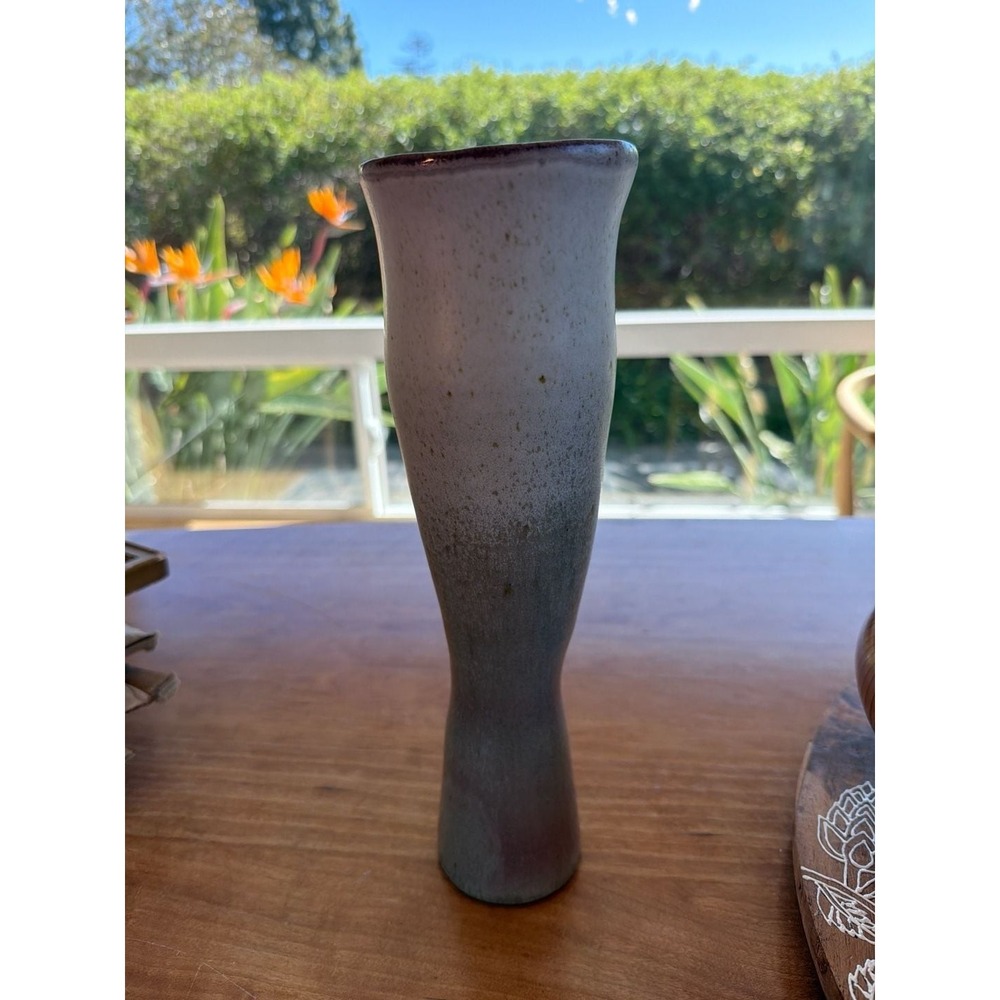Handmade Artisan Studio Pottery Stoneware Bud Vase - Speckled Glaze with Mottled